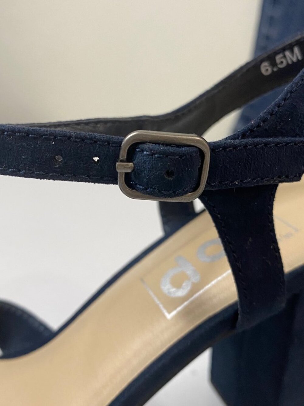 PoP Navy Blue Heels Sandals Womens 6.5 M Block Heel Strappy, Dress Shoes - Picture 13 of 16